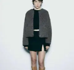ZARA パフジャケット ハートキルティングジャケット グレー S