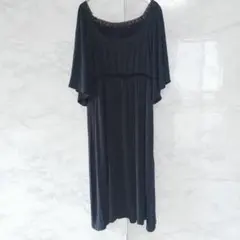 MINIMUM 黒 半袖 ワンピース チュニック ドレープ フリル リボンのサムネイル