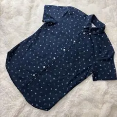【美品】GAP ギャップ マリン柄 オックスフォード 半袖シャツ ネイビー S