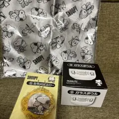 新品★サンリオ　当りくじ　スヌーピー エコバッグ　ミラー　ガラスボウル　3点