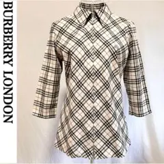 美品 バーバリー ロンドン ブラウス シャツ ジップアップ 七分丈 ノバチェック