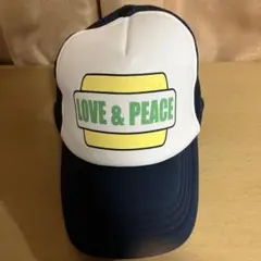 ビンテージLOVE & PEACE トラッカーキャップ ネイビー
