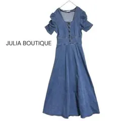 JULIA BOUTIQUE デニムフレアロングワンピース　パワーショルダーのサムネイル