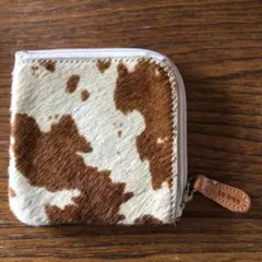 毛皮風コインケース 茶色とクリーム