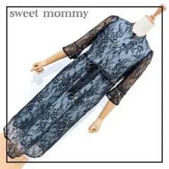 【sweet mommy】 大きいサイズ マタニティ ドレス レース ブルー
