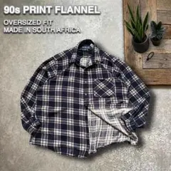 90s HONORS プリントネル チェックシャツ XL 南アフリカ製
