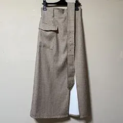 【MURUA】ギンガムチェック アシンメトリースカート ブラウンSサイズ