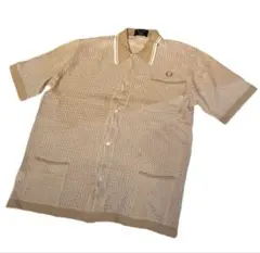 FRED PERRY ニットポロシャツ M ベージュ