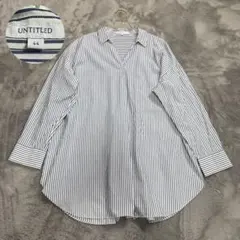 UNTITLED ストライプ スキッパー オーバー シャツ 44 大きいサイズ