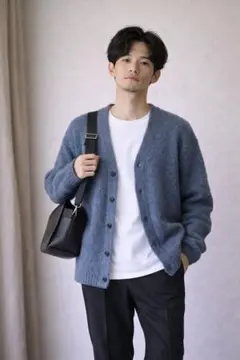 Mサイズ 青 ニットカーディガン【BAUTY & YOUTH】