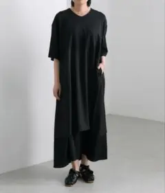 新品タグ付き【SUM1 STYLE】Vネック ストライプワンピース ネイビー