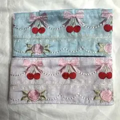 リボン　インド刺繍　チェリー　バラ　リボン