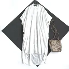 ミズイロインド ドルマンスリーブギャザーワイドワンピース 日本製 フリーサイズ