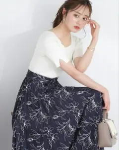 フラワープリーツニットドッキングワンピース プロポーションボディドレッシング