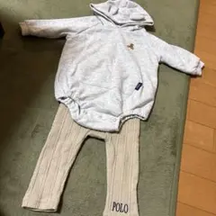 【値下げしました】POLO Baby フード付きロンパース 70 レギンス付き