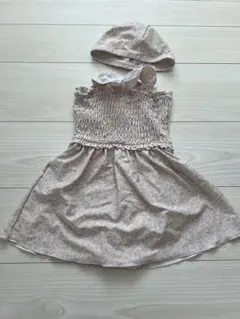 花柄ワンピース水着 帽子付き