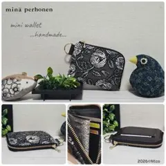 r.ミニウォレット rosy ネイビー ミナペルホネン ハンドメイド - メルカリ