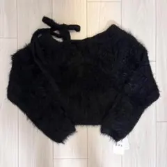 専用GRL ワンショルフェザーニットリボントップス ブラック dr747