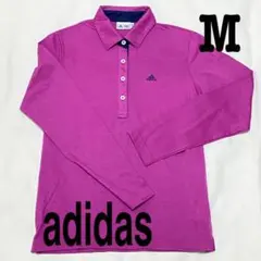 【美品】 adidas アジダス ピンク 長袖ポロシャツ M