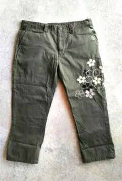 【花鳥風月】 ワークパンツ　カーゴパンツ　カーキ　和柄　刺繍　 XXL