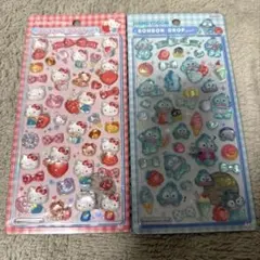 サンリオ第二弾ボンボンドロップシール ハンギョドン　赤キティセット