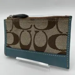 美品 COACH コインケース レザー ブラウン シグネチャー