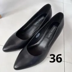未使用 オリエントラフィック レザー パンプス 36 E ブラック 本革