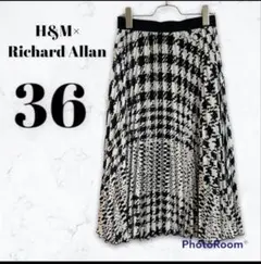 H&M×Richard Allan　ミモレ丈総柄ロングプリーツスカート