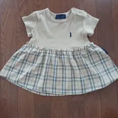 EAST BOY 半袖ワンピース ベージュ・チェック柄 100センチ