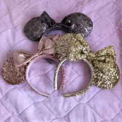 ミニーのスパンコールカチューシャ3点セット