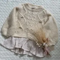 プティマイン◯petitmain ぽこぽこ模様ニット　Sサイズ