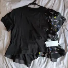 新品★sacai　花柄　今季　カットソー　黒のサムネイル