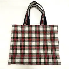 手提げバッグ　レッスンバッグ　チェック柄　ハンドメイド　サブバッグ　入学・入園