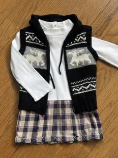 COMME CA ISM ジップアップニットパーカーとワンピースのセット 90