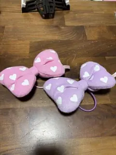 ディズニー ハート柄ヘアゴムピンク パープル