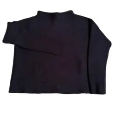 UNITED ARROWS リブ編み モックネック 長袖 ニット ブラックのサムネイル