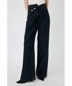 moussy クロスウエストワイドストレート BLK