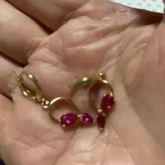 ピンクストーン フックタイプ イヤリング