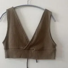 GU リブ編み Vネックビスチェ Mサイズ ブラウン