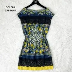 DOLCE&GABBANA マヨリカ柄 シルクワンピースドレス レース 36