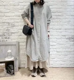 Samansa Mos2 【リサイクルヤーン】シャツワンピース