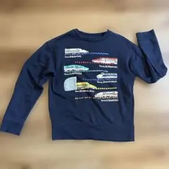 Beams mini 新幹線イラストトレーナー ネイビー