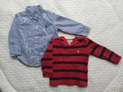 Ralph Lauren ストライプ長袖シャツ ボーダー　赤　トップス　80