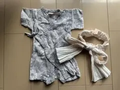 ベビー甚平 グレー ストライプ 70cm