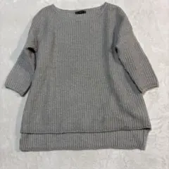 ZARA KNIT グレー ニット 五分袖 Mサイズ