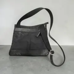 COACH ナイロンレザー ショルダーバッグ ブラック