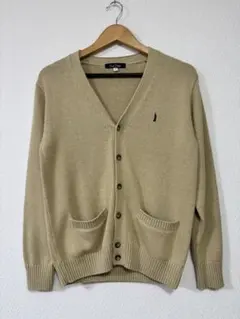 EASTBOY カーディガン ベージュ M 綿混 ワンポイント刺繍 スクール