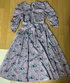 美品パワショル花柄ワンピース　axes femme パープル