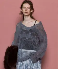 MAISON SPECIAL Lace-Combi Mesh Knit ブルー - メルカリ