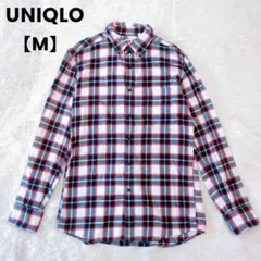 ユニクロ✨フランネルチェックシャツ 長袖 メンズ さわやか 赤青白【M】